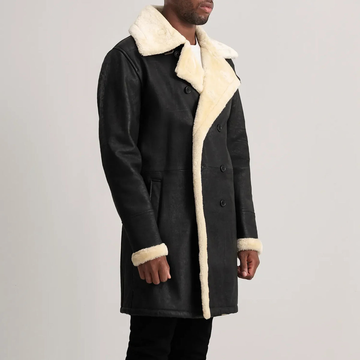 Charles Ledermantel Braun Shearling Ledermantel für Herren – Zusätzliche Produktansicht 2