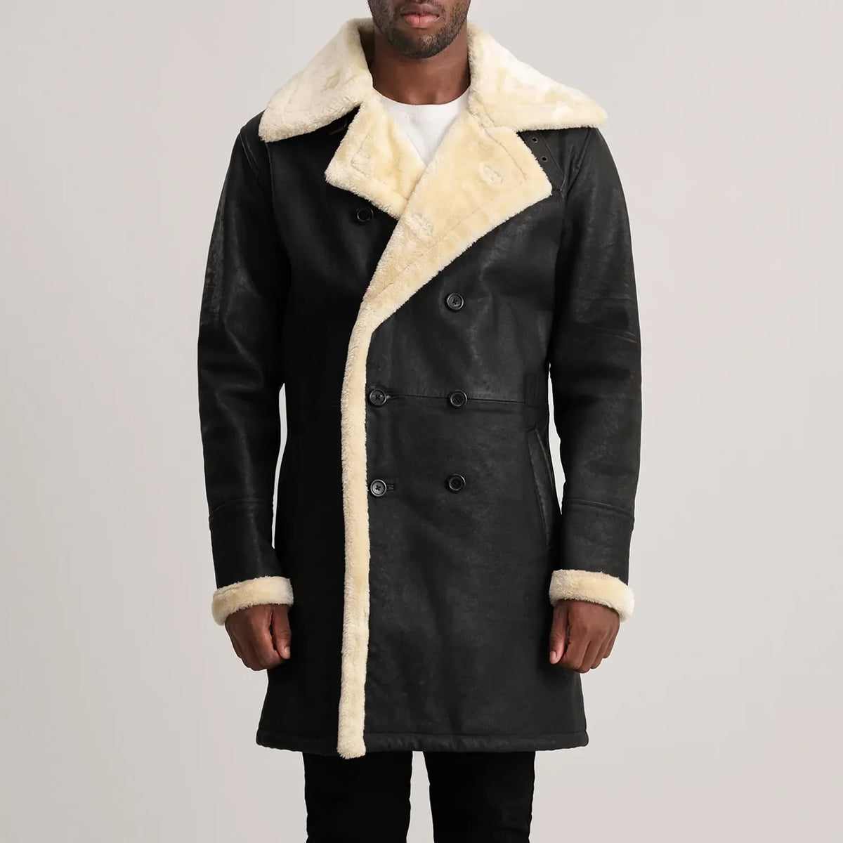 Charles Ledermantel Braun Shearling Ledermantel für Herren – Zusätzliche Produktansicht 4