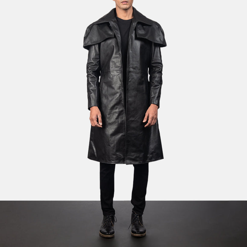 Classic Schwarz Leather Duster für Herren