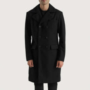 
Claud Black Wool Double Breasted Coat in Black Synthetic Wool - Vorderansicht & maßgeschneiderte Silhouette | Online Kaufen