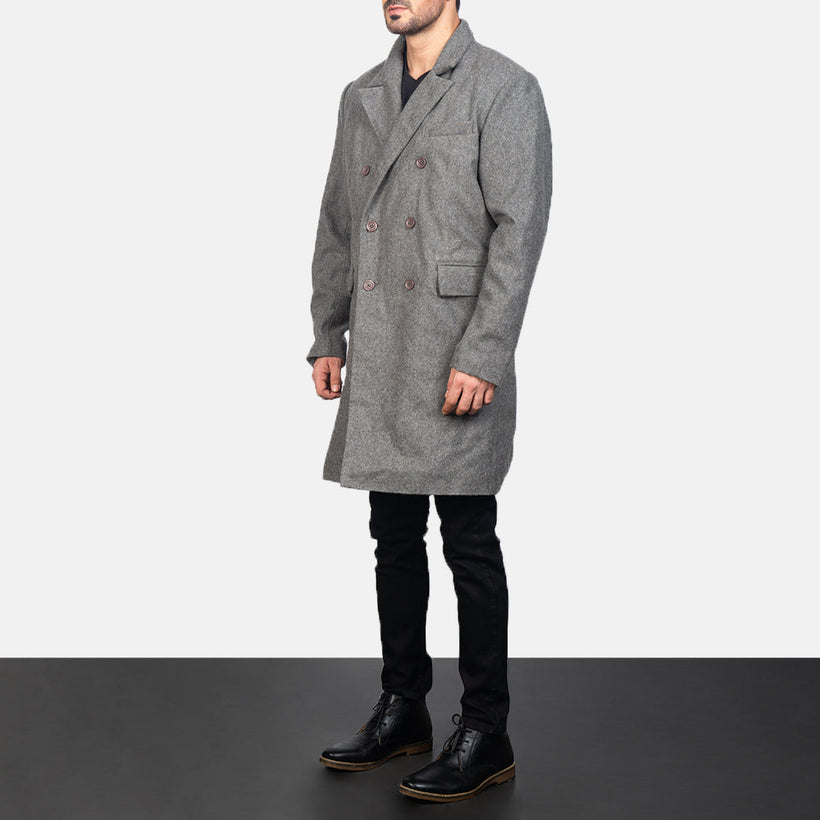 Claud Grau Wool Double-Breasted Ledermantel für Herren
