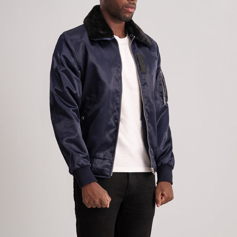 Clyde B-15 Blau Leder-Bomberjacke für Herren