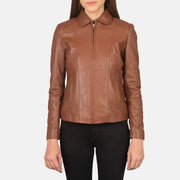 Detailansicht of Shirt &amp; Zipper Hardware on Women Colette Braun Lederjacke für Damen