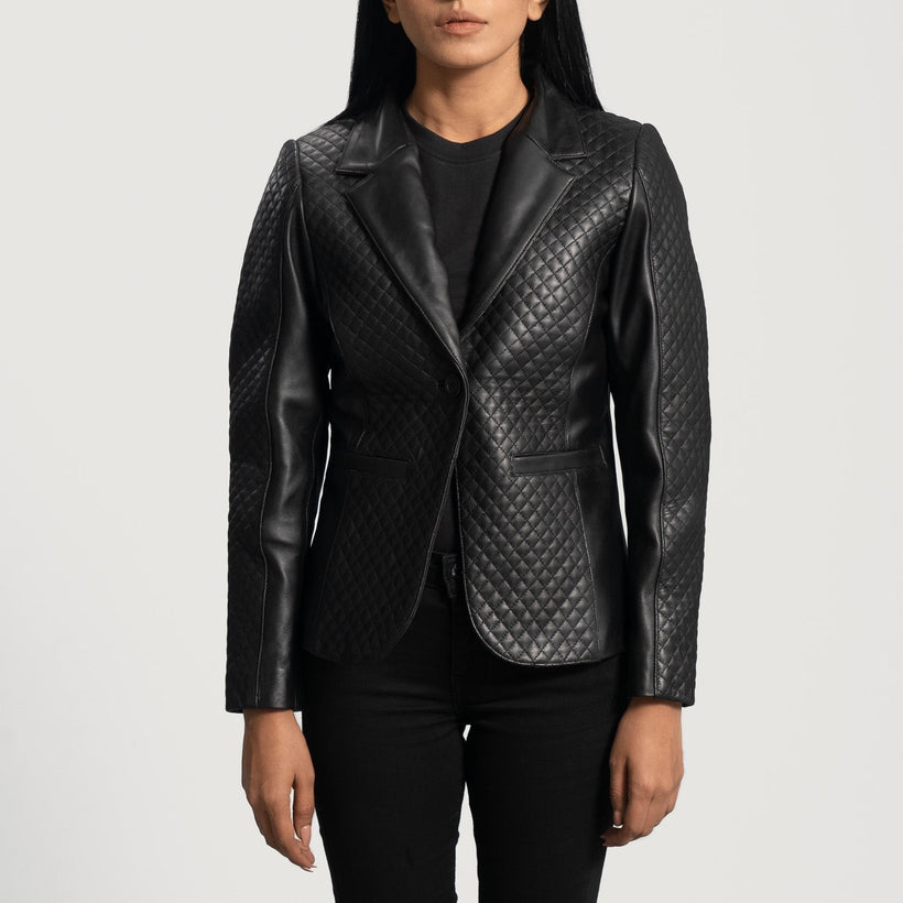 Cora Gesteppt Schwarz Lederblazer für Damen