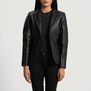Black Sheepskin leather Blazer - Rückansicht mit passgenauen Schultern &amp; sauberem Saum