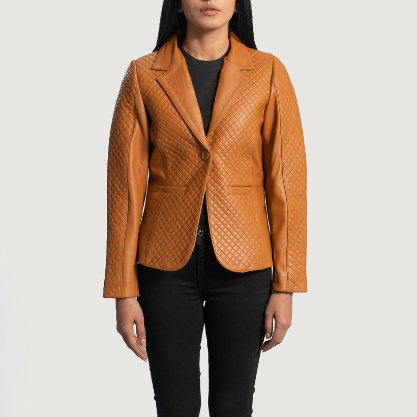 Cora Gesteppt Braun Lederblazer für Damen