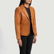 Brown Sheepskin leather Blazer - Rückansicht mit passgenauen Schultern &amp; sauberem Saum