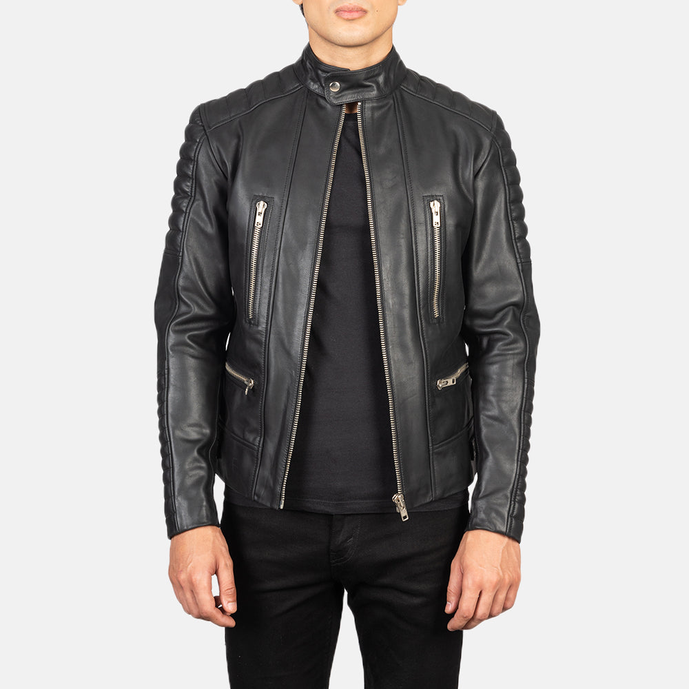 Men's Damian Grey Suede Biker Jacket in Grey Sheepskin Suede - Vorderansicht &amp; maßgeschneiderte Silhouette | Online Kaufen