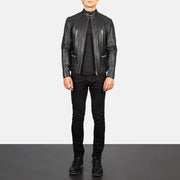 Men's Damian Grey Suede Biker Jacket - Seitenansicht mit ergonomischem Ärmelschnitt