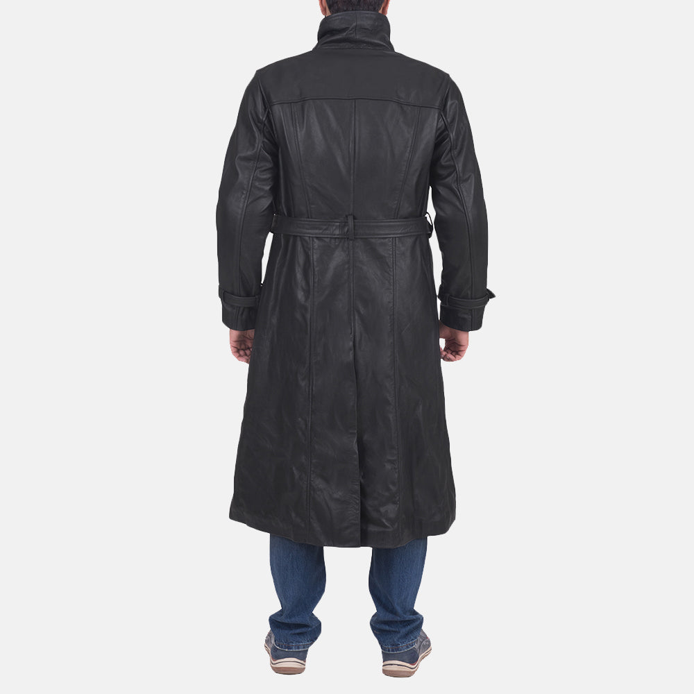 
Detailansicht of Classic Collar & Button & Waist belt Hardware on Daniel Schwarz Leder-Trenchcoat für Herren