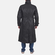 
Detailansicht of Classic Collar & Button & Waist belt Hardware on Daniel Schwarz Leder-Trenchcoat für Herren