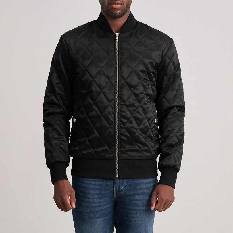 Danson Gesteppt Schwarz Varsity Lederjacke für Herren