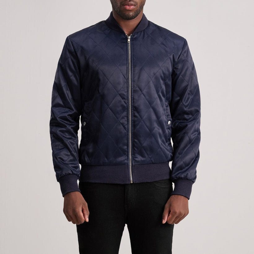 Danson Gesteppt Blau Varsity Lederjacke für Herren