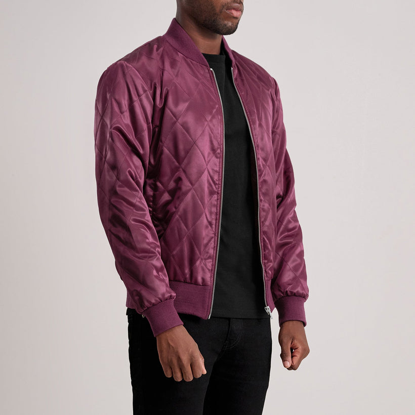 Danson Gesteppt Kastanienbraun Varsity Lederjacke für Herren