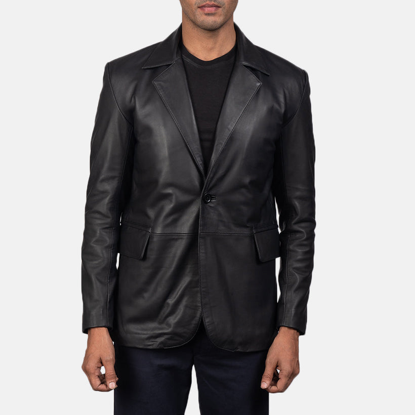 Daron Schwarz Lederblazer für Herren