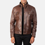 Tailored Rib Cuffs &amp; Hem Craftsmanship Construction Detail on Men's Darren Black Leather Biker Jacket