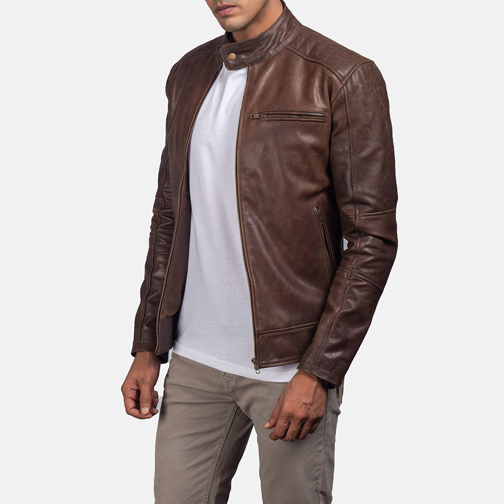 Dean Schwarz Leder-Bikerjacke für Herren – Zusätzliche Produktansicht 2