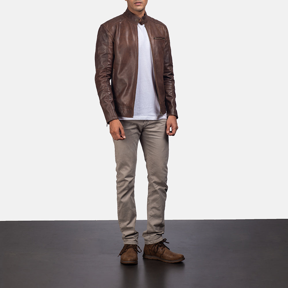 Dean Schwarz Leder-Bikerjacke für Herren – Zusätzliche Produktansicht 3