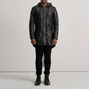 Delvin Tan Leather Parka - Seitenansicht mit ergonomischem Ärmelschnitt
