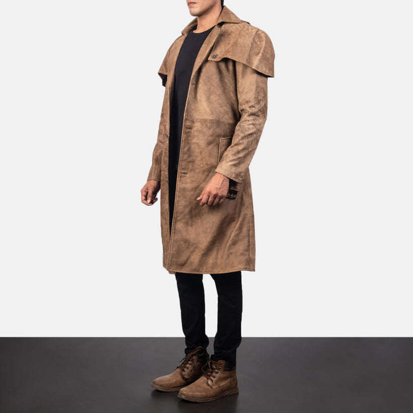 Deux Braun Leather Duster für Herren