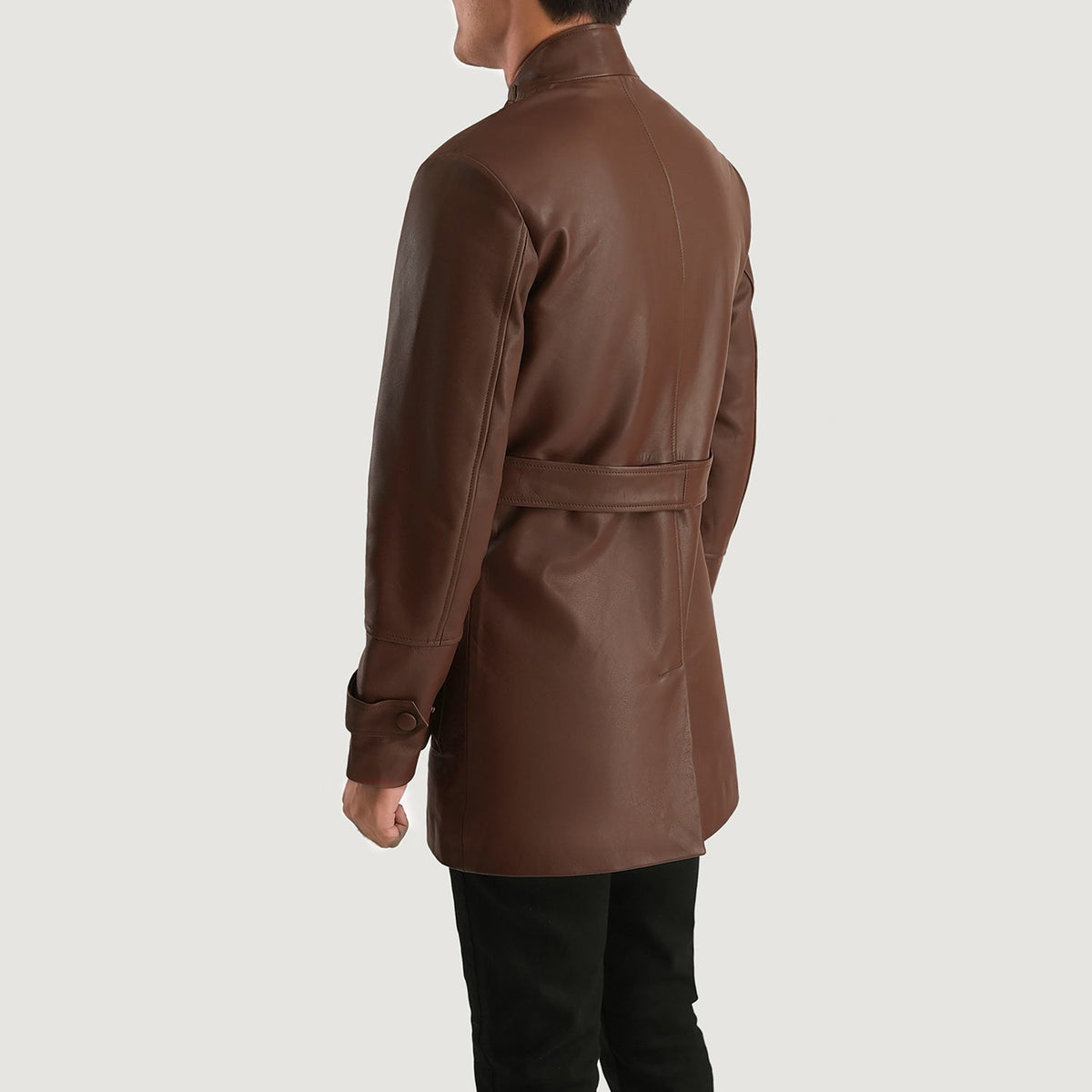 
Detailansicht of High neck with Belt & Snap button Hardware on Dolf Braun Lederjacke für Herren