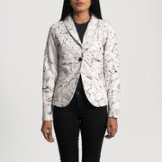 
Donna Blake Weiß Lederblazer für Damen in White Sheepskin Dip &Amp; Dye - Vorderansicht & maßgeschneiderte Silhouette | Online Kaufen