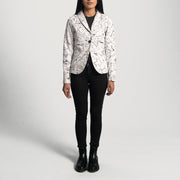 
Detailansicht of Notch & Button Hardware on Donna Blake Weiß Lederblazer für Damen