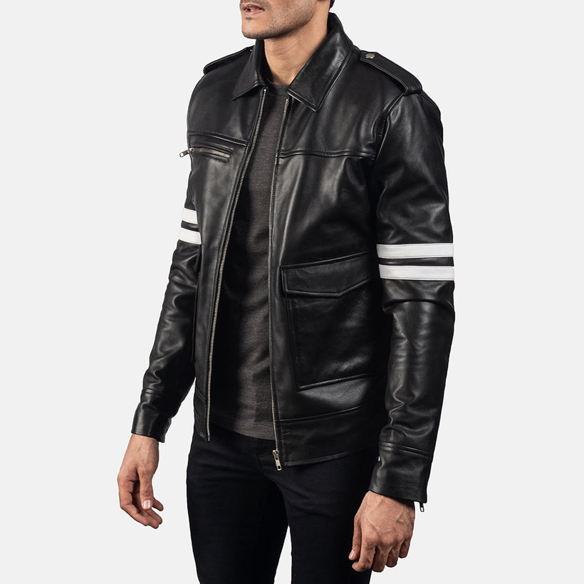 Dragonhide Schwarz Lederjacke für Herren