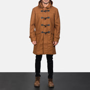 Detailansicht of Shirt with Removable Hood &amp; Toggle Buttons with Placket &amp; Zipper Hardware on Men's Drake Khaki Wool Duffle Coat