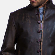 Men's Drakeshire Braun Lederjacke für Herren - Seitenansicht mit ergonomischem Ärmelschnitt