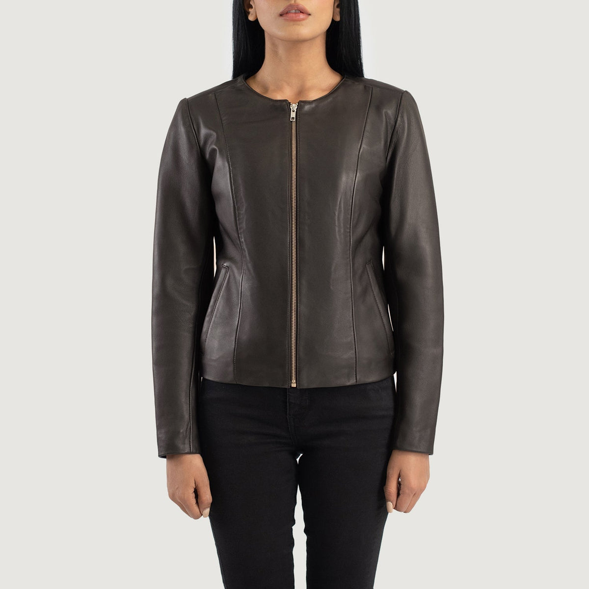 Elixir Collarless Lederjacke für Damen – Zusätzliche Produktansicht 4