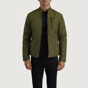 
Elliot Grün Lightweight Lederjacke für Herren in Green Full-Grain Leather - Vorderansicht & maßgeschneiderte Silhouette | Online Kaufen