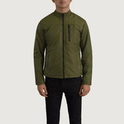 
Detailansicht of Classic Collar & Zipper Hardware on Elliot Grün Lightweight Lederjacke für Herren