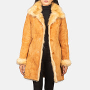 
Erica Beige Leather Coat in Distressed Beige Goatskin Suede - Vorderansicht & maßgeschneiderte Silhouette | Online Kaufen