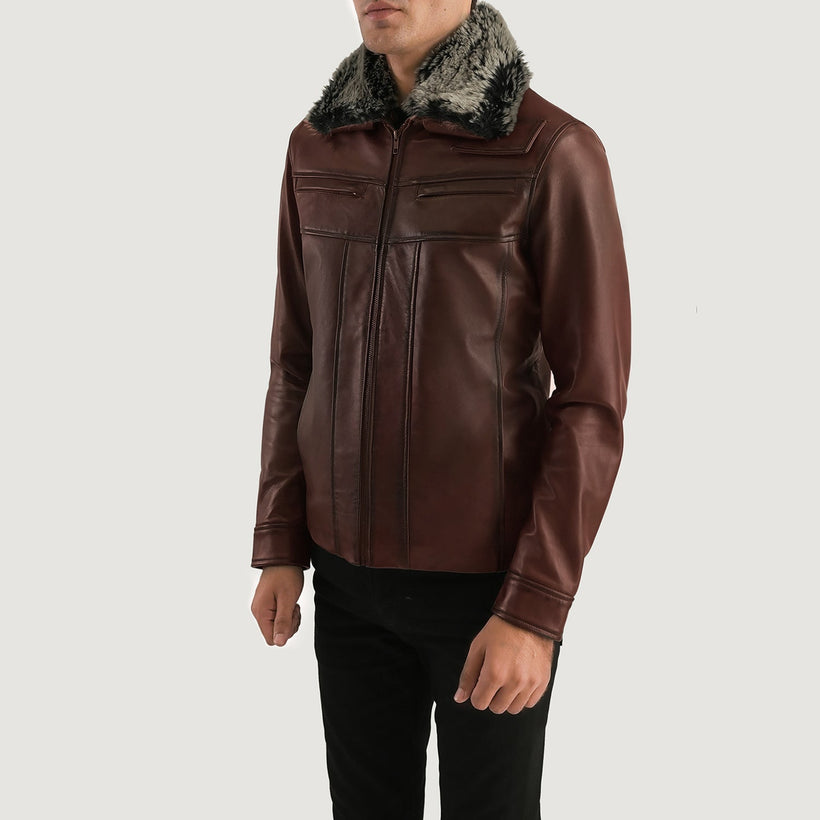 Evan Hart Fur Braun Lederjacke für Herren