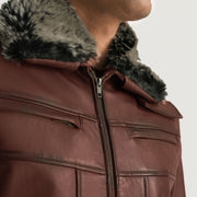 Men's Evan Hart Fur Braun Lederjacke für Herren - Seitenansicht mit ergonomischem Ärmelschnitt