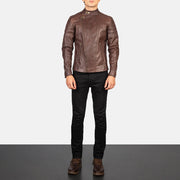 Faisor Mocha Leder-Bikerjacke für Herren – Zusätzliche Produktansicht 3