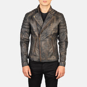 Faisor Mocha Leder-Bikerjacke für Herren – Zusätzliche Produktansicht 1