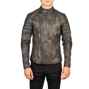 Faisor Mocha Leder-Bikerjacke für Herren – Zusätzliche Produktansicht 4
