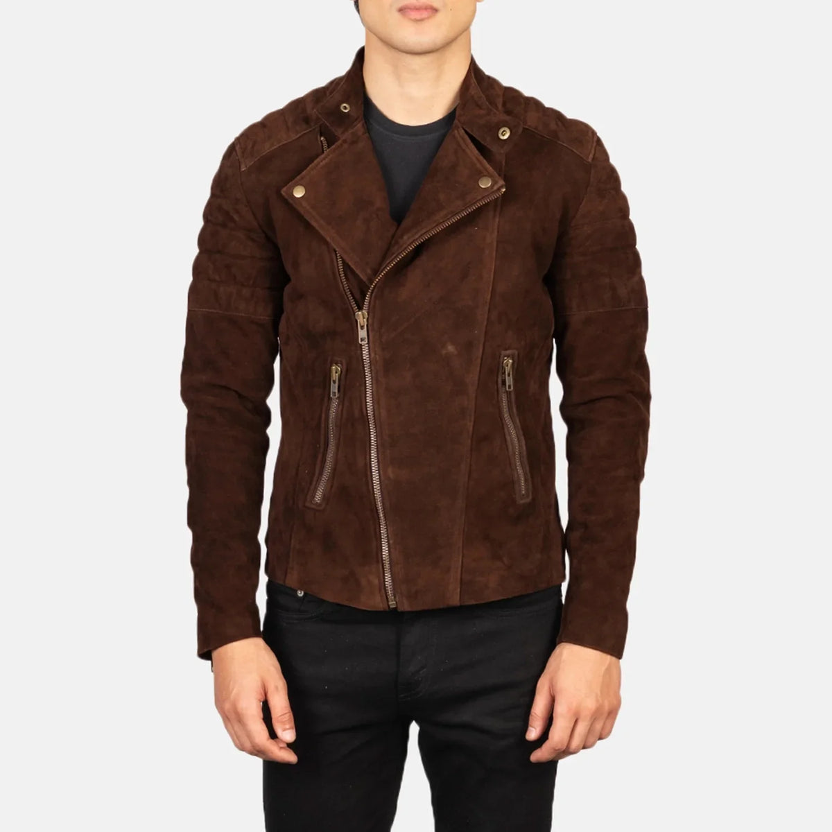 Faisor Mocha Leder-Bikerjacke für Herren – Zusätzliche Produktansicht 1