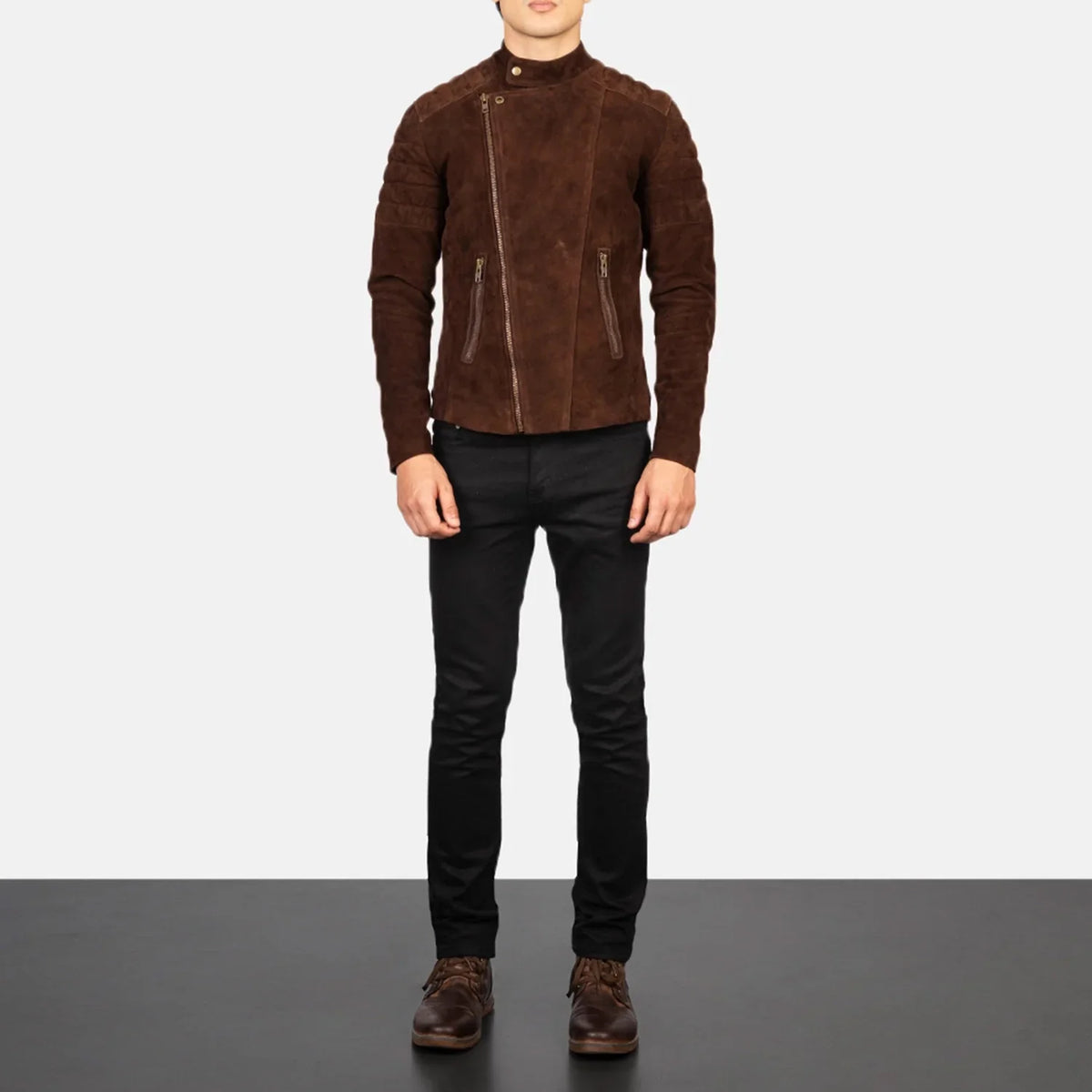 Faisor Mocha Leder-Bikerjacke für Herren – Zusätzliche Produktansicht 3