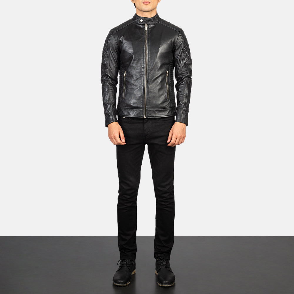 Men's Fernando Quilted Brown Suede Biker Jacket - Seitenansicht mit ergonomischem Ärmelschnitt