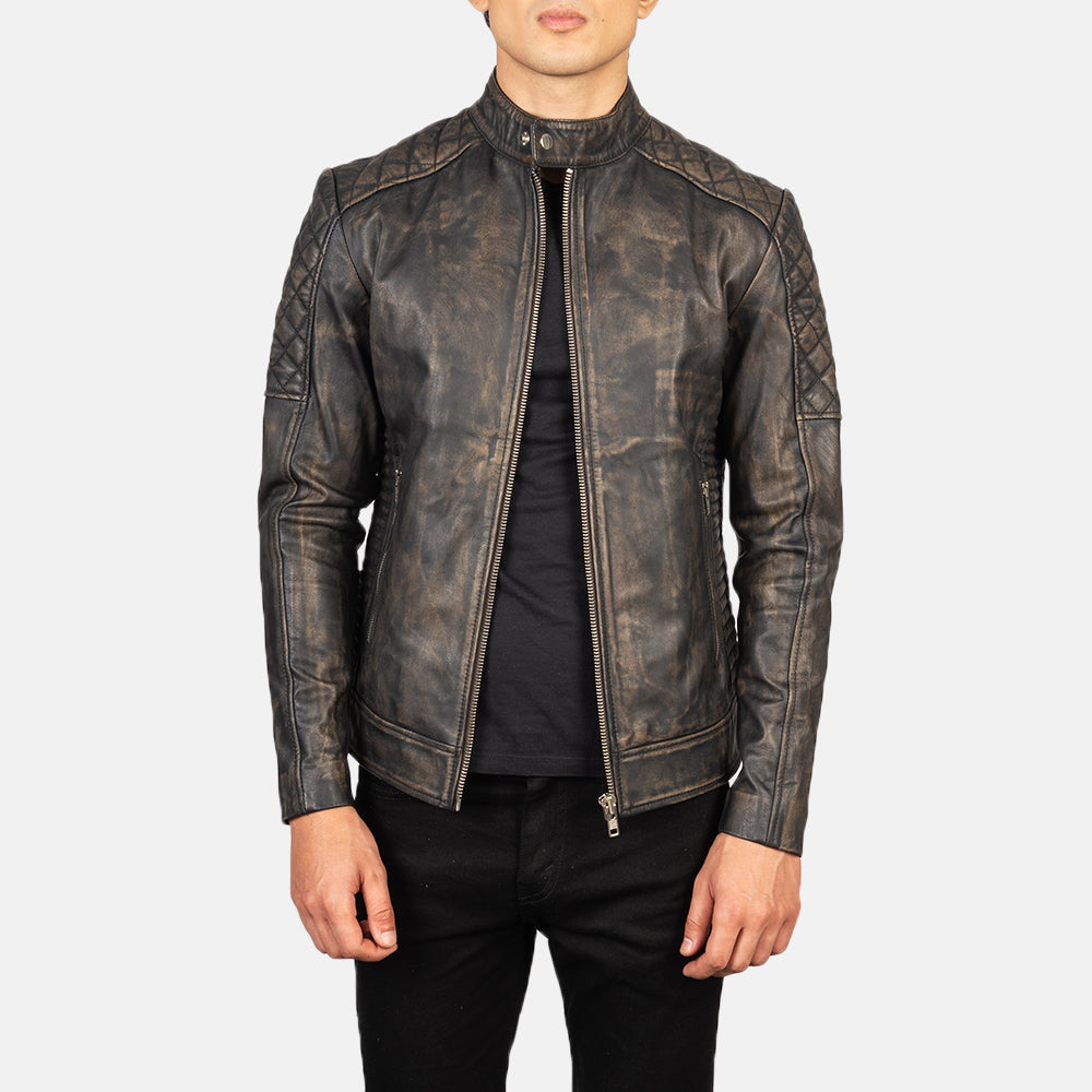 Fernando Gesteppt Leder-Bikerjacke für Herren – Zusätzliche Produktansicht 1