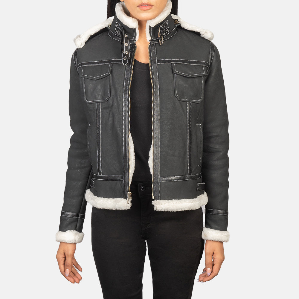 Fiona Hooded Lammfelljacke für Damen – Zusätzliche Produktansicht 1