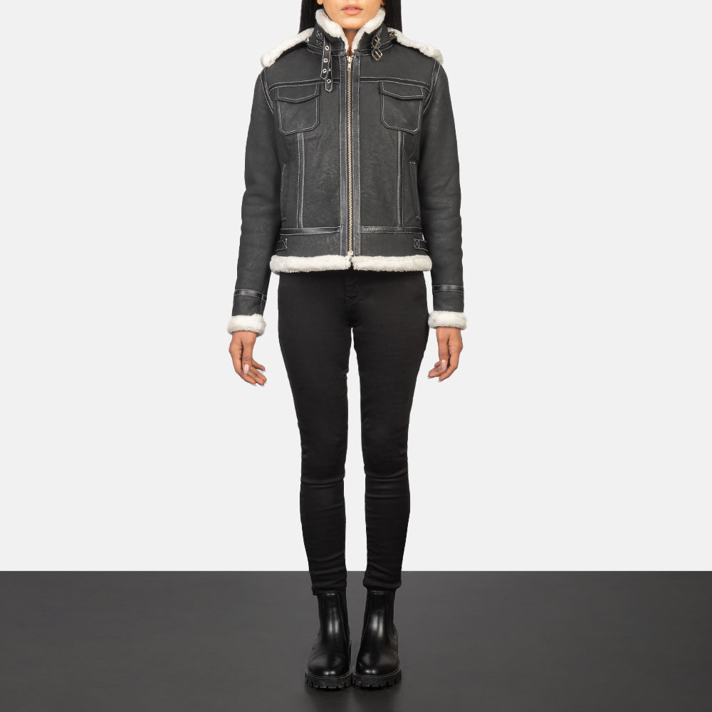 Fiona Hooded Lammfelljacke für Damen – Zusätzliche Produktansicht 3