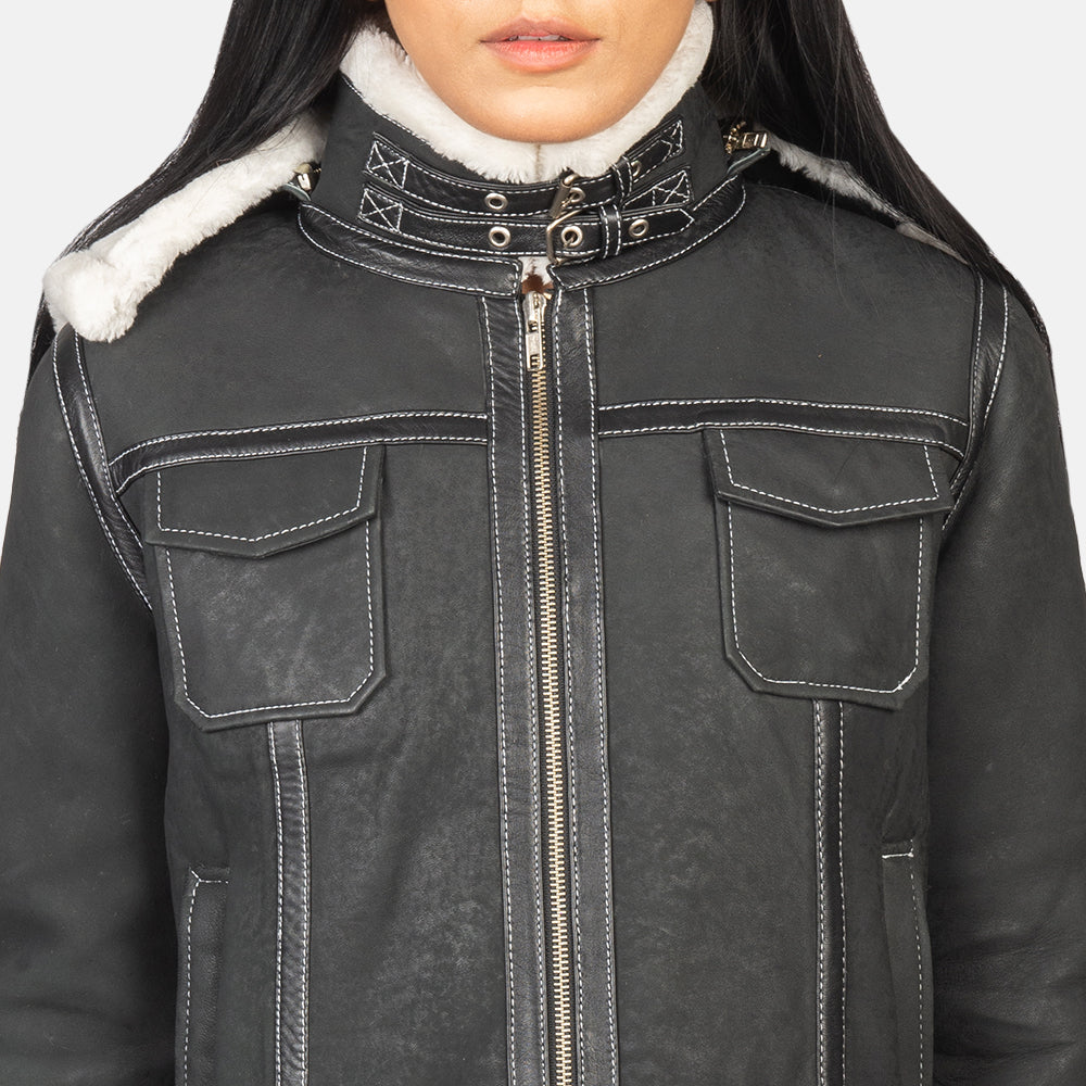 Fiona Hooded Lammfelljacke für Damen – Zusätzliche Produktansicht 6