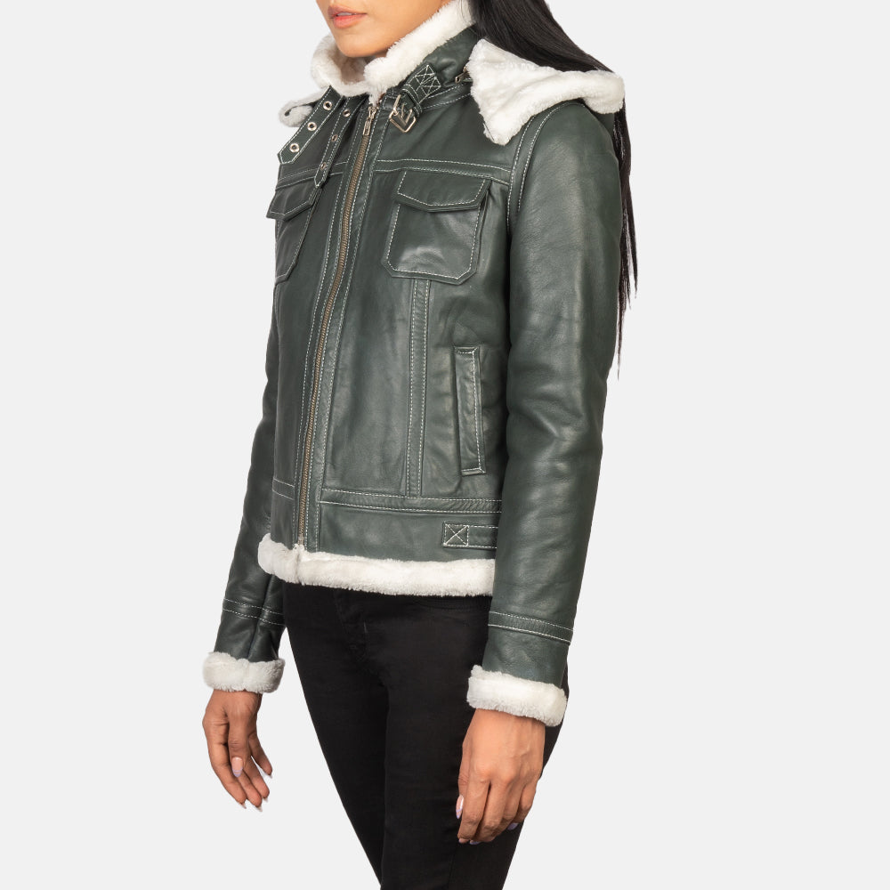 Fiona Hooded Lammfelljacke für Damen – Zusätzliche Produktansicht 3