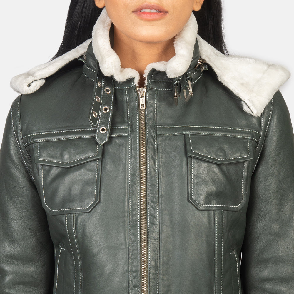 Fiona Hooded Lammfelljacke für Damen – Zusätzliche Produktansicht 6