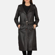 
Fixon Hooded Braun Leder-Trenchcoat für Damen in Brown Sheepskin Leather - Vorderansicht & maßgeschneiderte Silhouette | Online Kaufen