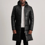 
Floyd Tan Hooded Leather Puffer Coat in Tan Brown Sheepskin Leather - Vorderansicht & maßgeschneiderte Silhouette | Online Kaufen